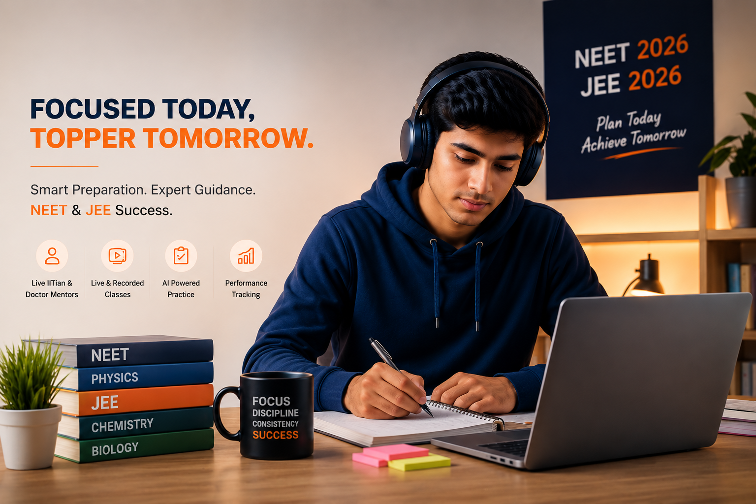 Student preparing for NEET 2026 and IIT JEE with EduAiTutors online coaching
